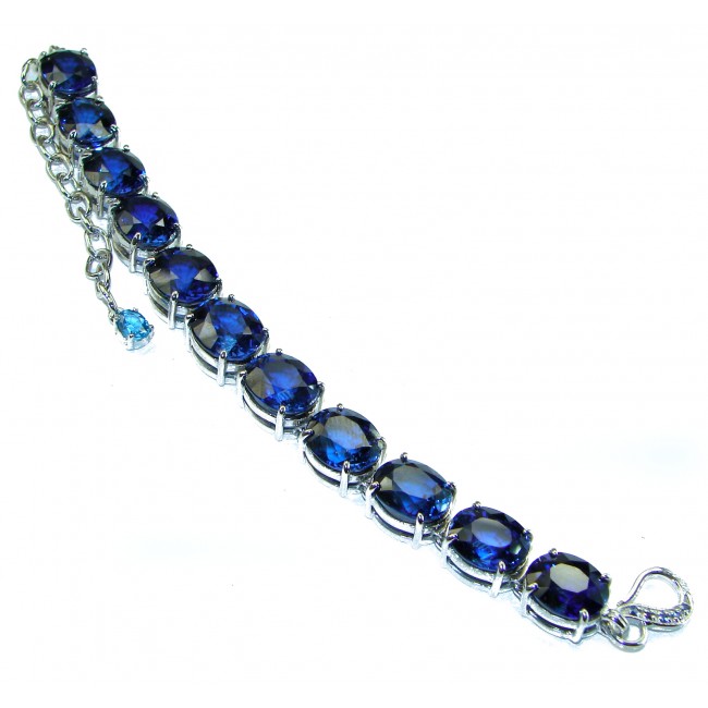 Sofia 129.5 carat oval cut London Blue Topaz .925 Sterling Silver handcrafted Bracelet