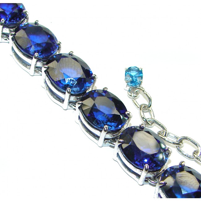 Sofia 129.5 carat oval cut London Blue Topaz .925 Sterling Silver handcrafted Bracelet