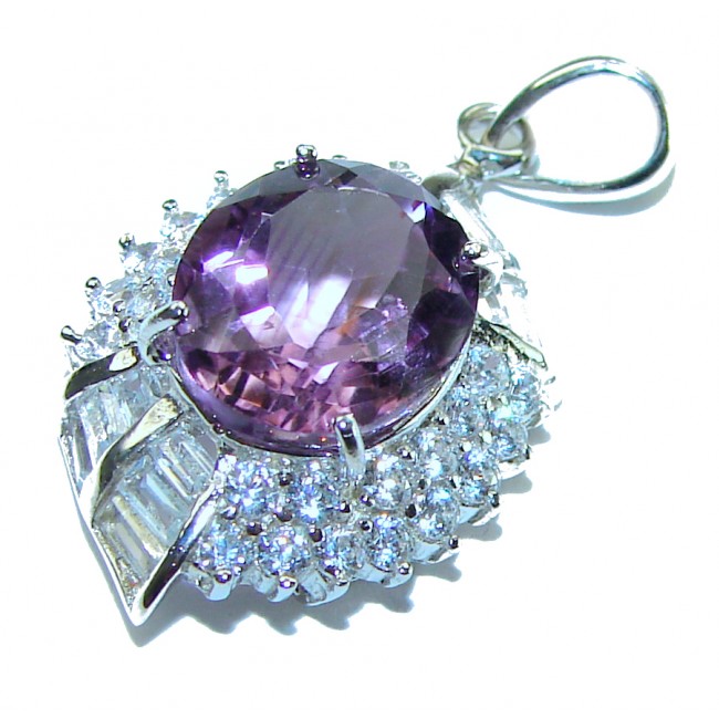 Vintage Design 7.5 carat oval cut Amethyst .925 Sterling Silver handcrafted Pendant