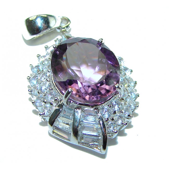 Vintage Design 7.5 carat oval cut Amethyst .925 Sterling Silver handcrafted Pendant