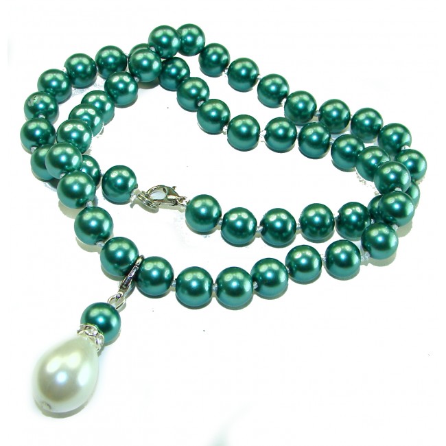 Luxurious fresh water blue Pearl .925 Sterling Silver handmade Necklace