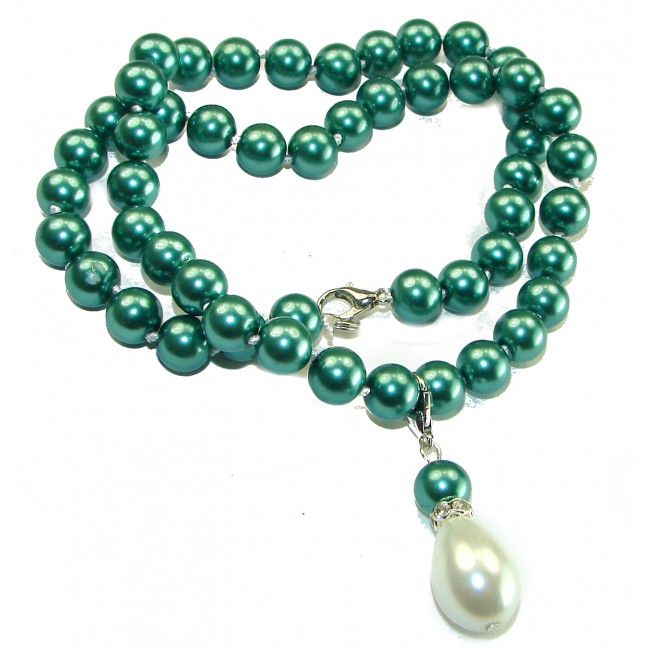 Luxurious fresh water blue Pearl .925 Sterling Silver handmade Necklace