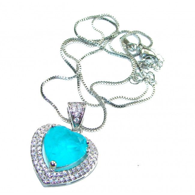 My sweat Heart 8.5 carat Paraiba Tourmaline .925 Sterling Silver handcrafted necklace