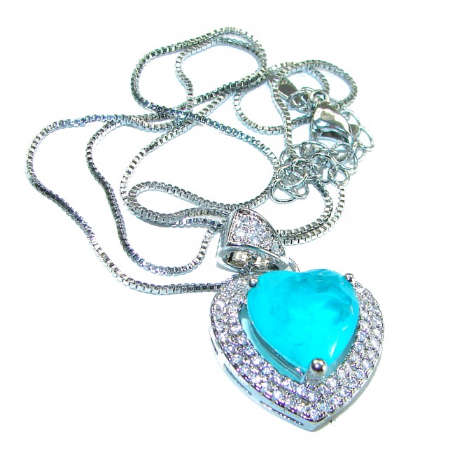 My sweat Heart 8.5 carat Paraiba Tourmaline .925 Sterling Silver handcrafted necklace