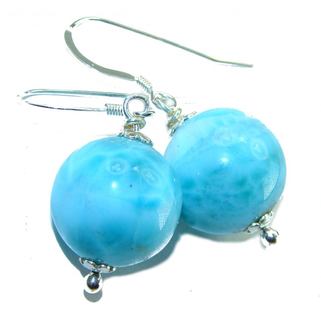 Precious Blue Larimar .925 Sterling Silver handmade earrings