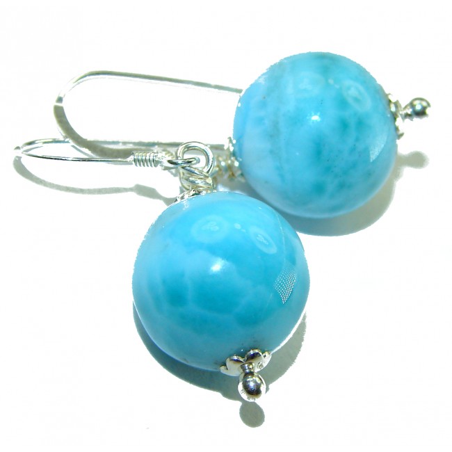 Precious Blue Larimar .925 Sterling Silver handmade earrings