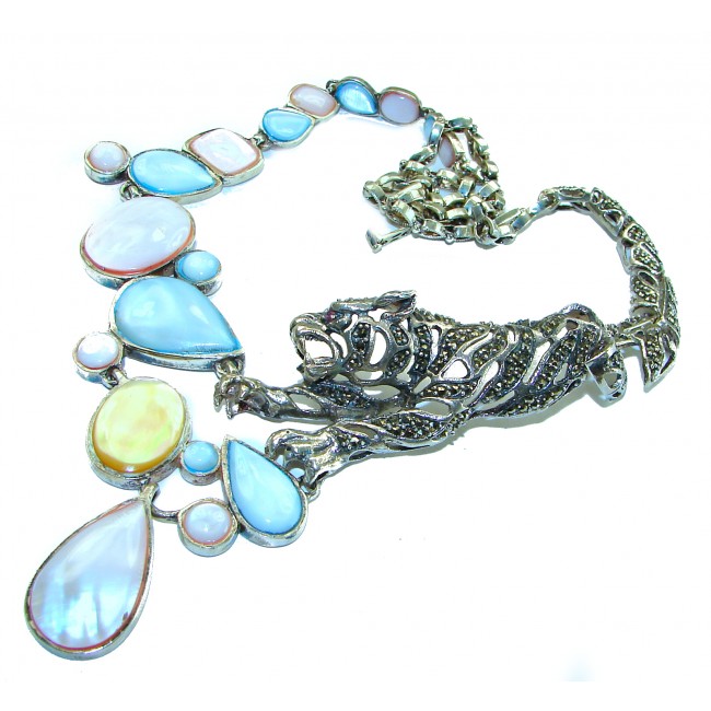 La panthere Blister Pearl .925 Sterling Silver handcrafted SPECTACULAR necklace