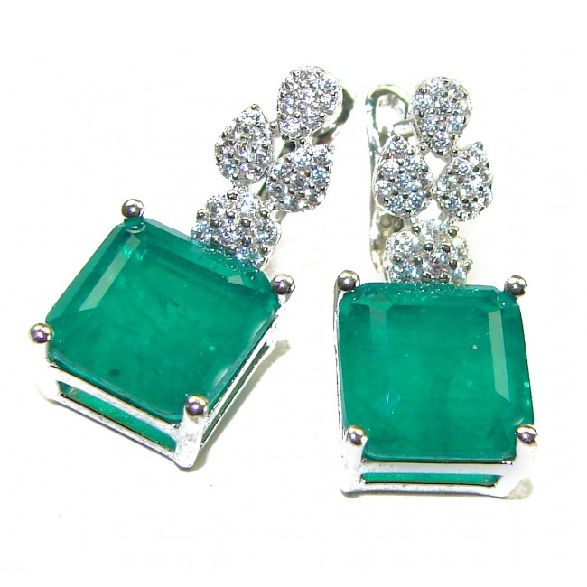 6.5 carat Emerald .925 Sterling Silver handcrafted earrings