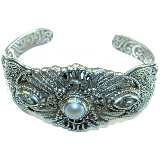 Big Dreamer Real Pearl .925 Sterling Silver handcrafted Statement Bracelet / Cuff