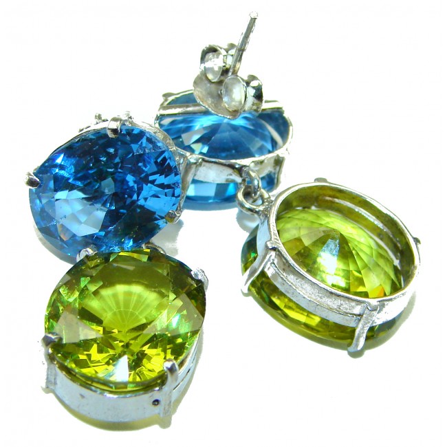 EVA authentic 18.9 carat Peridot London Blue Topaz .925 Sterling Silver handmade earrings