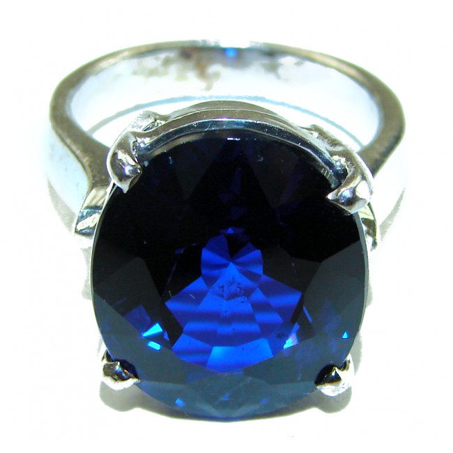 Blue Flames 25.8 carat London Blue Topaz .925 Sterling Silver handcrafted Ring size 7 1/2