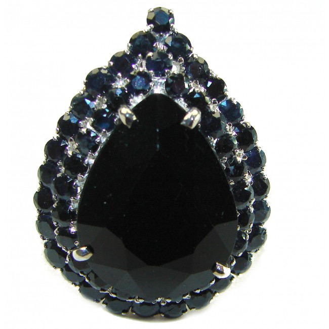 Emily - Luxurious 32.5 Black Sapphire .925 Sterling Silver handcrafted Ring size 7