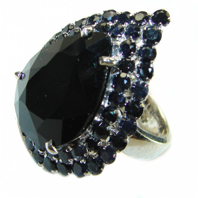 Emily - Luxurious 32.5 Black Sapphire .925 Sterling Silver handcrafted Ring size 7