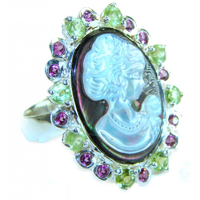 Vintage Beauty Authentic Cameo Onyx .925 Sterling Silver handcrafted ring; s. 7