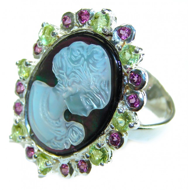 Vintage Beauty Authentic Cameo Onyx .925 Sterling Silver handcrafted ring; s. 7