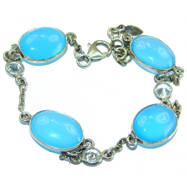 Genuine Chalcedony Agate .925 Sterling Silver handcrafted Bracelet