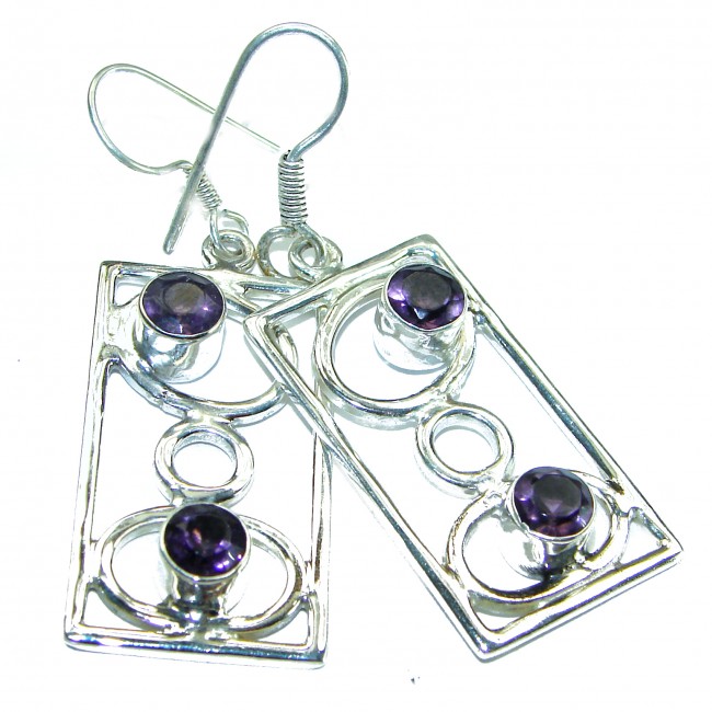 6.8 carat Amethyst .925 Sterling Silver Handcrafted Statement earrings