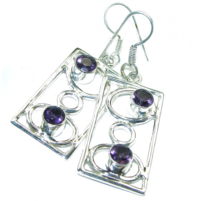 6.8 carat Amethyst .925 Sterling Silver Handcrafted Statement earrings