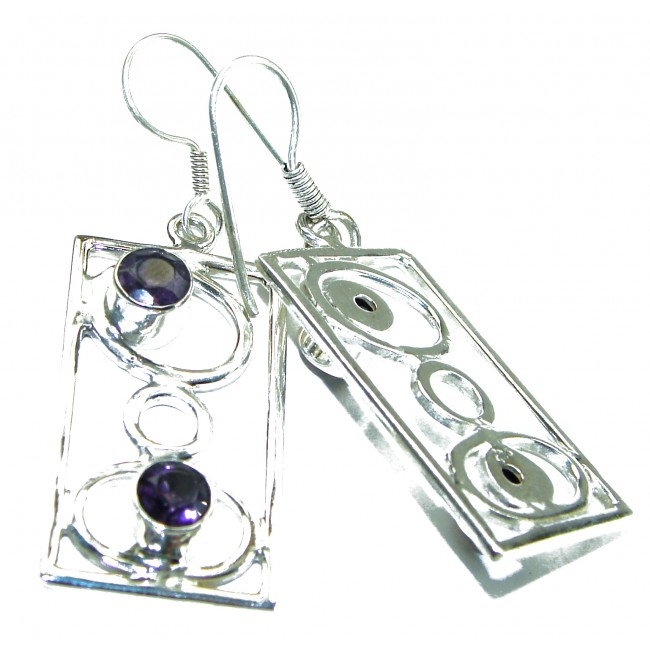 6.8 carat Amethyst .925 Sterling Silver Handcrafted Statement earrings