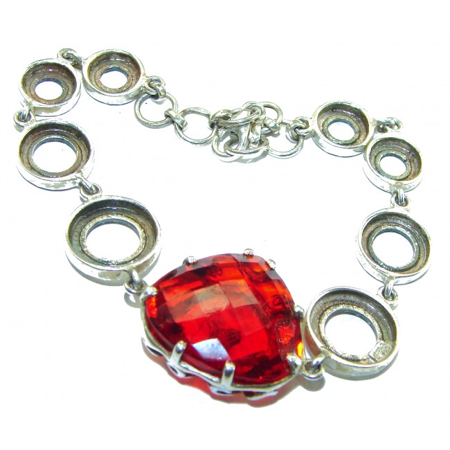 Passion's Hearts Red Topaz .925 Sterling Silver handcrafted Bracelet