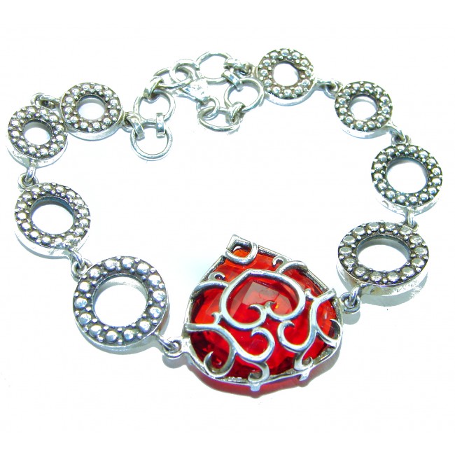 Passion's Hearts Red Topaz .925 Sterling Silver handcrafted Bracelet