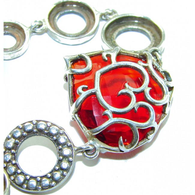 Passion's Hearts Red Topaz .925 Sterling Silver handcrafted Bracelet