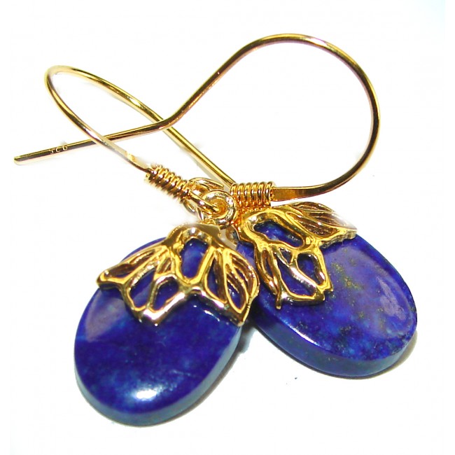 Gorgeous Lapis Lazuli 14K Gold over .925 Sterling Silver handcrafted earrings