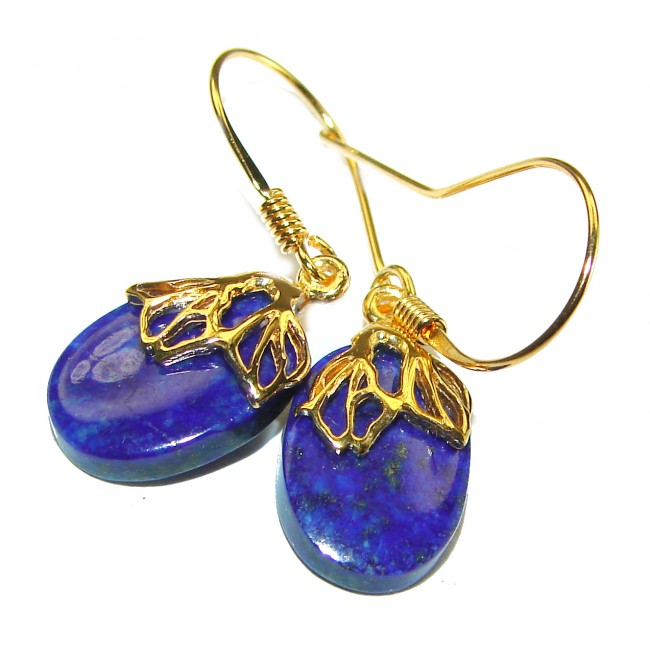 Gorgeous Lapis Lazuli 14K Gold over .925 Sterling Silver handcrafted earrings