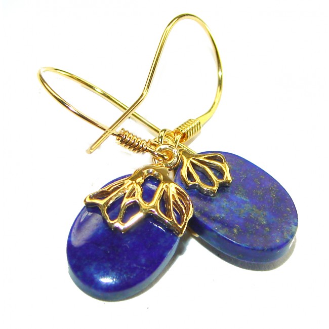 Gorgeous Lapis Lazuli 14K Gold over .925 Sterling Silver handcrafted earrings