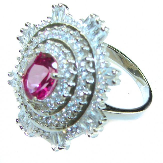 Blooming Orchid 4.5 carat OVAL cut Pink Sapphire .925 Silver handcrafted Cocktail Ring s. 8 1/4