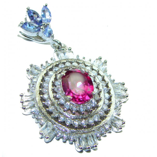 Magnificent Blooming Orchid 4.5 carat Pink Sapphire .925 Sterling Silver handcrafted pendant