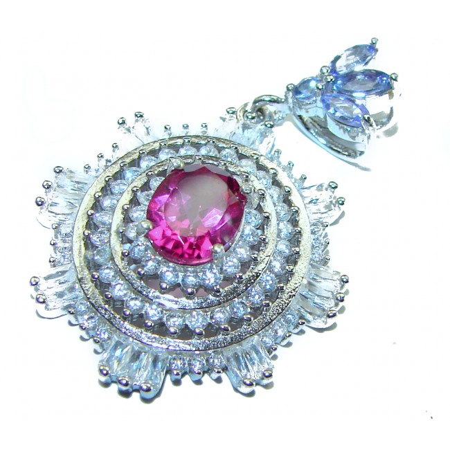 Magnificent Blooming Orchid 4.5 carat Pink Sapphire .925 Sterling Silver handcrafted pendant