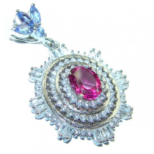 Magnificent Blooming Orchid 4.5 carat Pink Sapphire .925 Sterling Silver handcrafted pendant