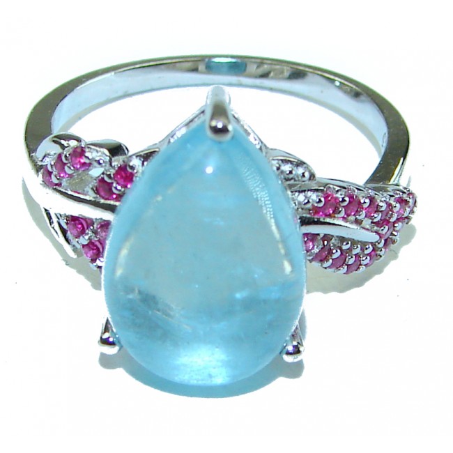 Precious 8.5 carat AQUAMARINE .925 Sterling Silver Handcrafted Ring size 8