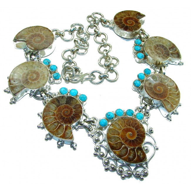 139.8g Aura Of Beauty genuine Ammonite .925 Sterling Silver handcrafted Bohemian style Necklace