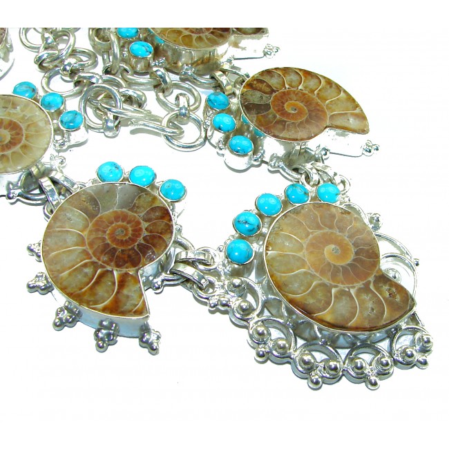 139.8g Aura Of Beauty genuine Ammonite .925 Sterling Silver handcrafted Bohemian style Necklace