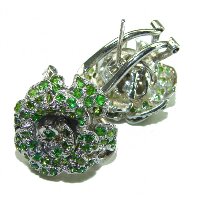 Green Rose - Very Unique Chrome Diopside .925 Sterling Silver handcrafted earrings