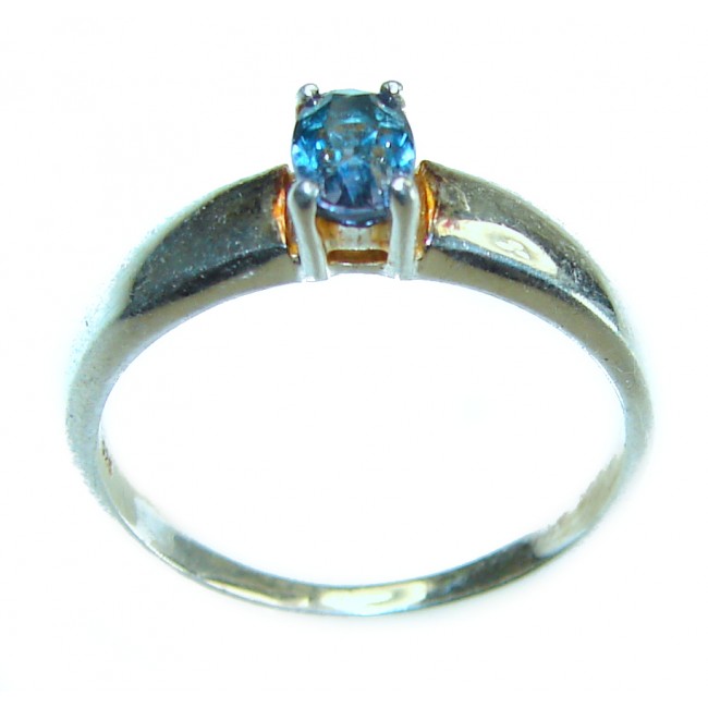 Pear cut 0.5 carat London Blue Topaz .925 Sterling Silver handcrafted Ring size 8 1/4