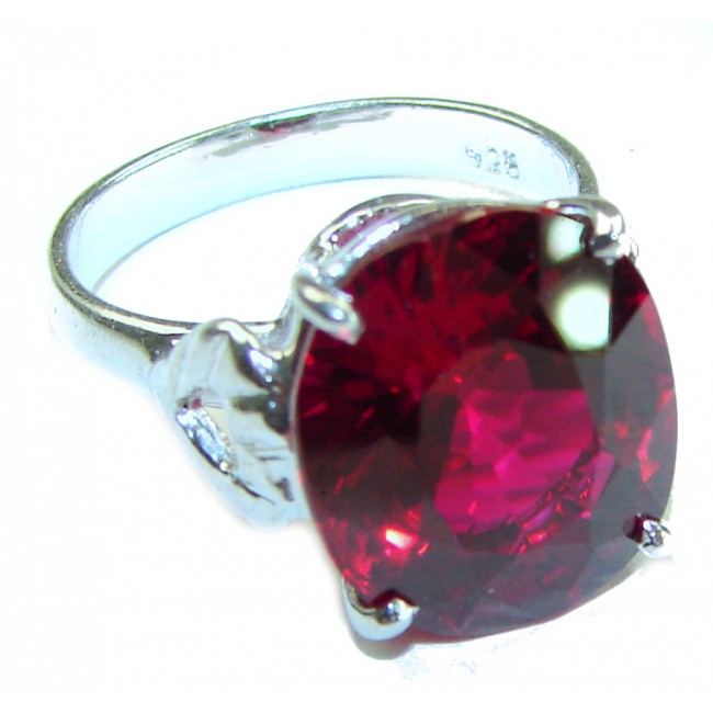 Premium Ouro Fino 11.5 carat Red Topaz .925 Silver handcrafted Cocktail Ring s. 8