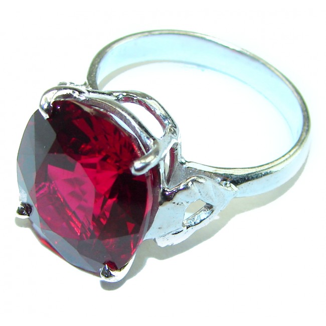 Premium Ouro Fino 11.5 carat Red Topaz .925 Silver handcrafted Cocktail Ring s. 8