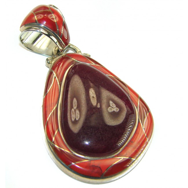 Large Genuine Red Creek Jasper .925 Sterling Silver handcrafted pendant