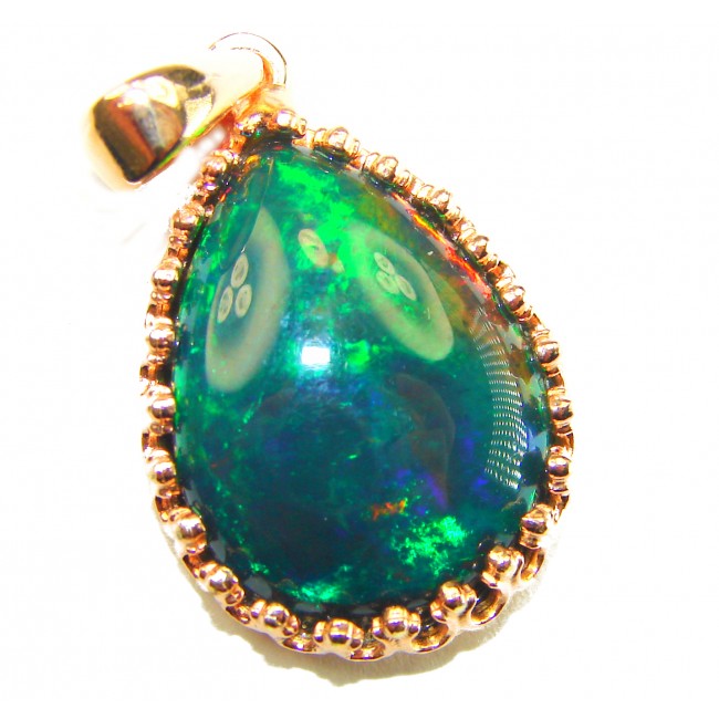 Astronomical Twilight 14.6CTW Authentic Black Opal 14K Gold over .925 Sterling Silver handmade Pendant