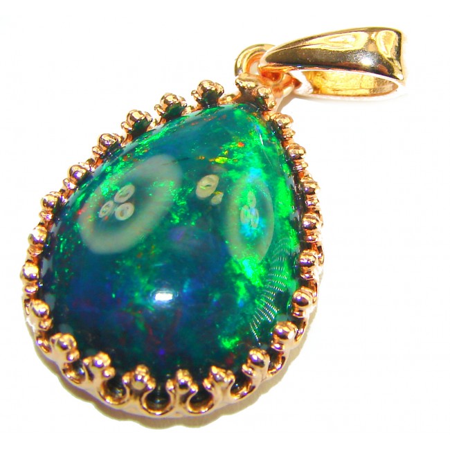 Astronomical Twilight 14.6CTW Authentic Black Opal 14K Gold over .925 Sterling Silver handmade Pendant