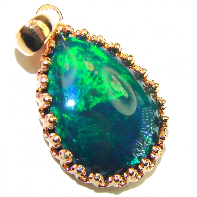 Astronomical Twilight 14.6CTW Authentic Black Opal 14K Gold over .925 Sterling Silver handmade Pendant