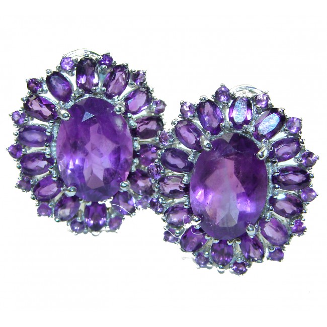 Allure 19.5 carat Natural Amethyst .925 Sterling Silver handcrafted earrings