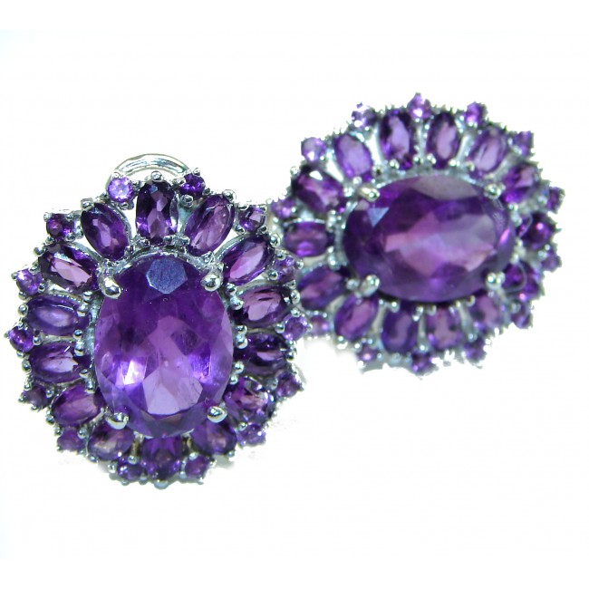 Allure 19.5 carat Natural Amethyst .925 Sterling Silver handcrafted earrings