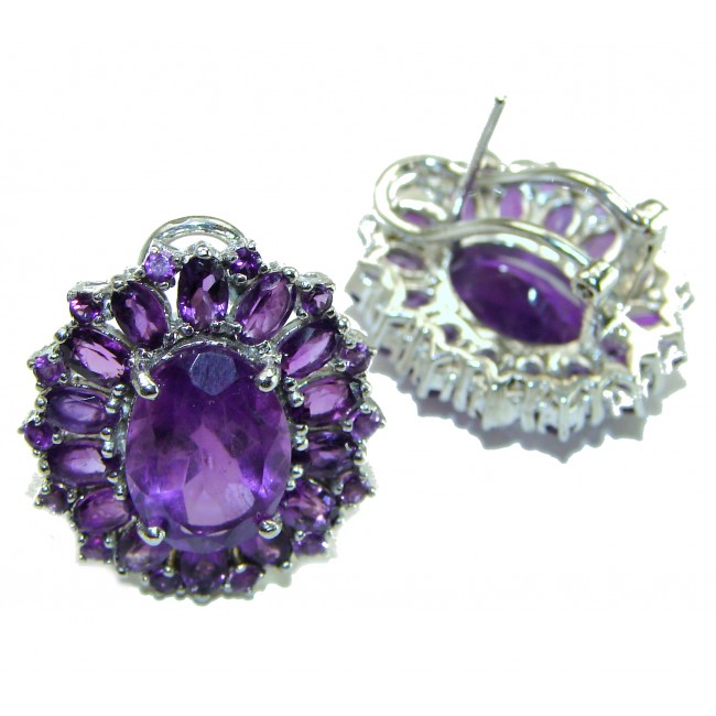 Allure 19.5 carat Natural Amethyst .925 Sterling Silver handcrafted earrings