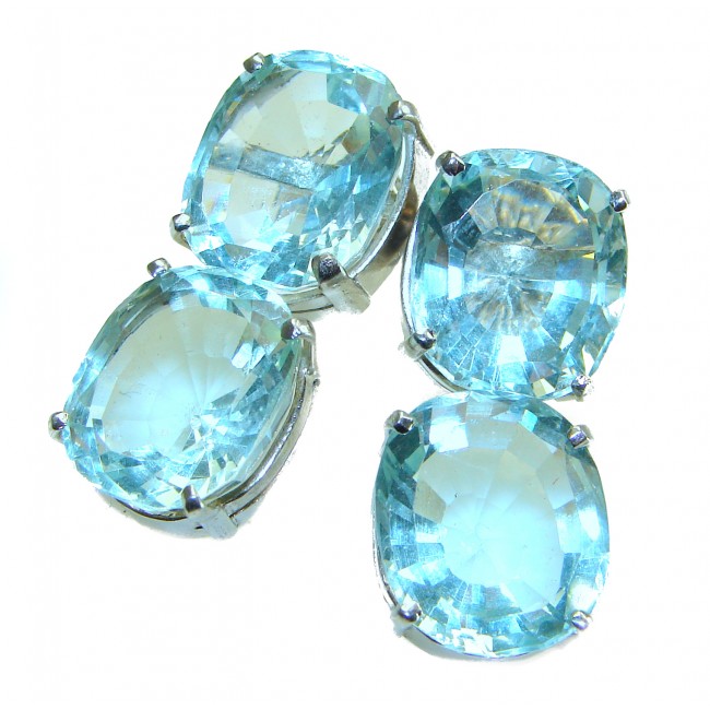 Divine Beauty 25.5 carat Aquamarine .925 Sterling Silver Handcrafted Earrings