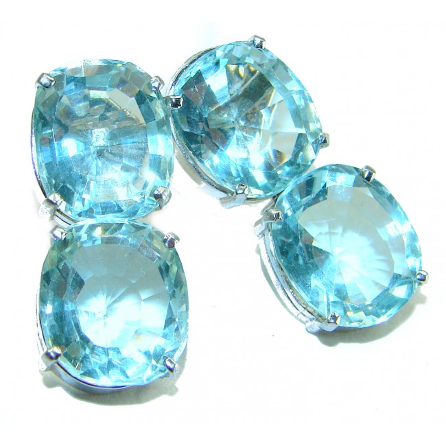 Divine Beauty 25.5 carat Aquamarine .925 Sterling Silver Handcrafted Earrings