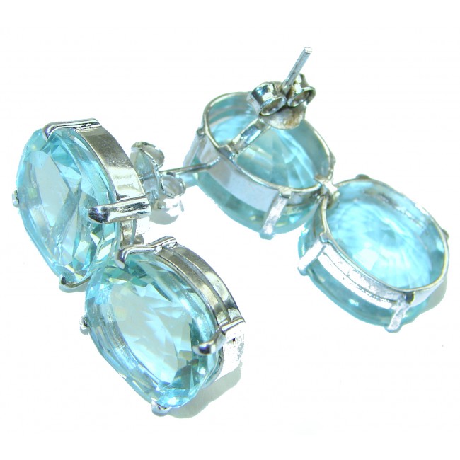 Divine Beauty 25.5 carat Aquamarine .925 Sterling Silver Handcrafted Earrings